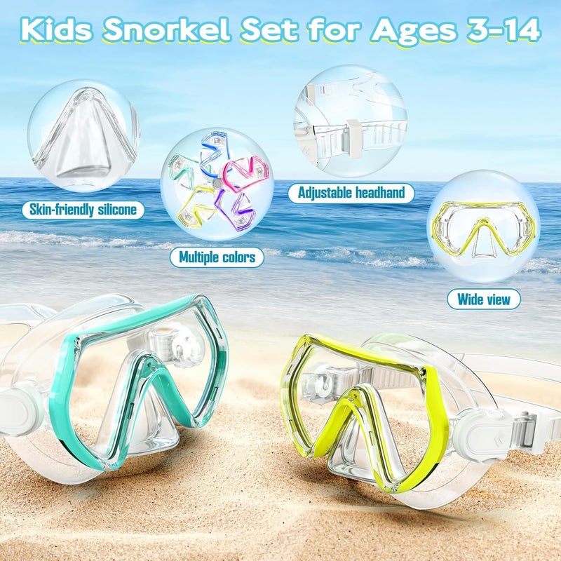 ZipAura Snorkeling Gear for Kids, Kids Snorkel Set for Ages 3-14, Anti-Fog Diving Mask and Dry Top Snorkel Combo Set, Unisex Swimming Goggles - Image 5